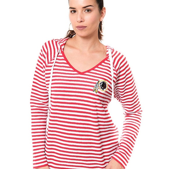 NFL Tops - ICER Redskins NFL Women V-Neck Hoodie Sz L -RED-
